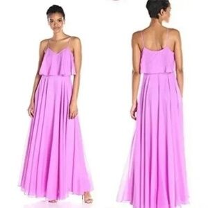 HALSTON HERITAGE V-Neck Long Dress